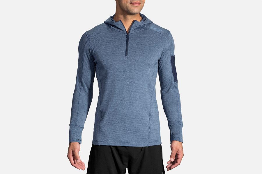 Brooks Notch Men Athletic Wear & Running Hoodie Blue QND615978